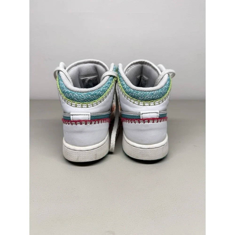 Nike Air Jordan 1 Mid SE GS Size 4.5Y Women's Size 6 White Teal Retro